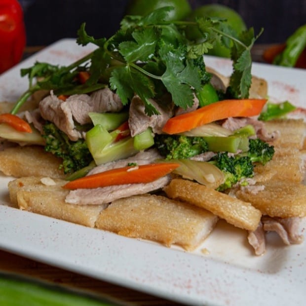 Beef or Pork with Veg Pan-Fried Noodle (Pho Ap Chao Bo Hoac Heo).