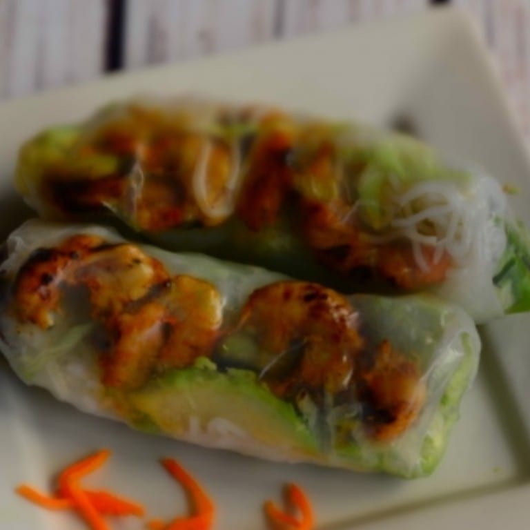 Grilled Shrimp & Avocado Summer Rolls (Goi Cuon Tom Nuong Bo).