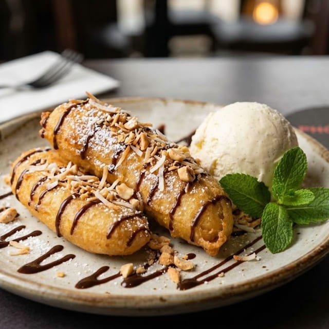 Fried Banana with Ice Cream (Chuoi Chien Kem).