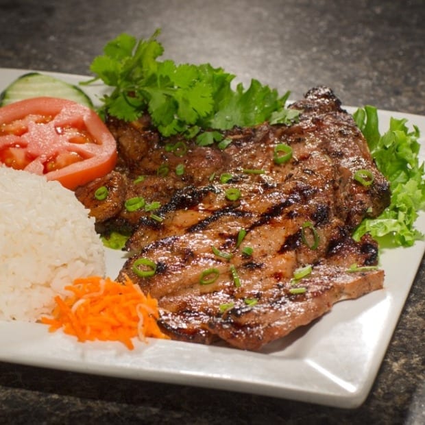 Pork Chops with Seasoned Pork's Skin & Fried Egg.