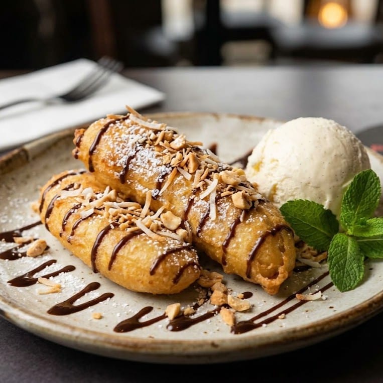 Fried Banana with Ice Cream (Chuoi Chien Kem).